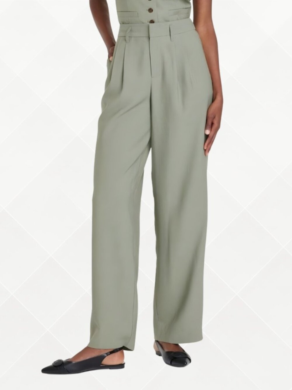A New Day Pleated Trousers • Size 8 • NWT • Olive • High Rise • WPT-100095